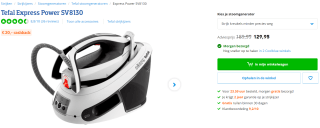 Tefal Express Power SV8130 stoomgenerator voor €109,95 bij Coolblue