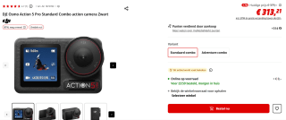 DJI Osmo Action 5 Pro Standard Combo action camera voor €313,21 bij Mediamarkt