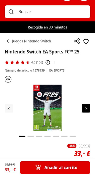 EA Sports FC25 Nintendo Switch por 33€.