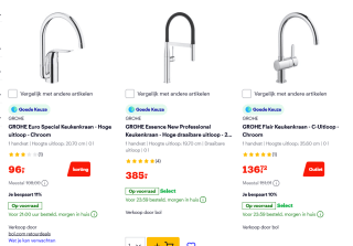 Divers Grohe kranen vanaf €73,03 bij Bol