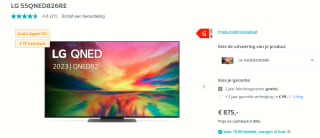 LG 55QNED826RE 55" Ultra HD Led-tv voor €800 na cashback bij Artandcraft