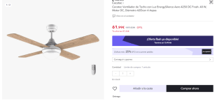 Ventilador de techo Cecotec EnergySilence Aero 4250 DC Fresh por 46.99€