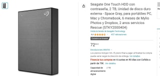 Seagate One Touch HDD de 2TB por 72,99€