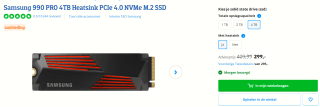 Samsung 990 Pro SSD - 4TB - Met heatsink - M.2 2280 - PCIe 4.0 voor €299 bij Coolblue