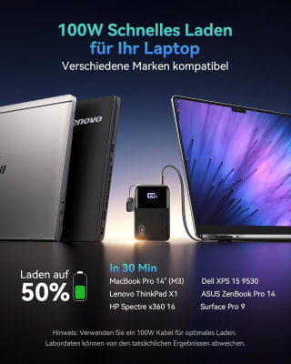 INIU Laptop Power Bank, 100W 25000mAh voor €28,95 dmv code bij Amazon