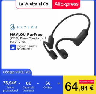 HAYLOU-Auriculares Bluetooth PurFree de conducción por 66,14€