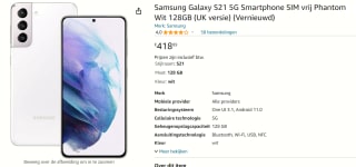 Samsung Galaxy S21 5G, 128GB opslag, Wit voor €418,89 bij Amazon
