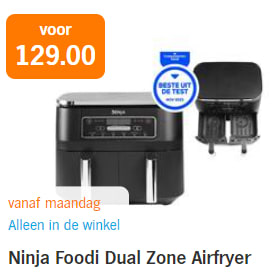 Ninja Foodi AF300EU Dubbele Airfryer XXL voor €129 bij de AH
