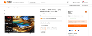 TCL P75 Series 55P755 TV 139,7 cm (55") 4K Ultra HD à 346,12€