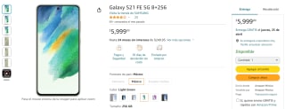 Samsung Galaxy S21 FE 5G 256GB por $5,999 en Amazon