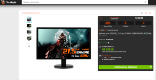 Monitor da Acer, modelo K222HQL de 21.5 polegadas Full HD - R$ 539
