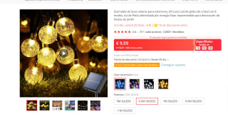 Guirnalda Luces Exterior Solares, BrizLabs 6.5M 30 LED por 9,59€