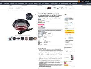 Juego de 4 Sartenes Bergner Click&Cook Red Edition por solo 24,36€