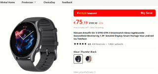 Amazfit GTR 3 Thunder Black Easy-to-use Smartwatch voor €75,19 bij AliExpress