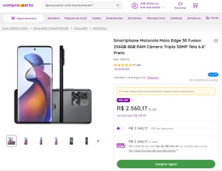 Smartphone da Motorola, modelo Moto Edge 30 Fusion de 256GB - R$ 2.560,17