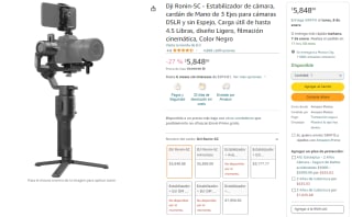 Estabilizador de Cámara Dji Ronin-SC por $5,849 en Amazon