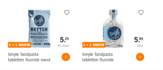1+1 gratis op Smyle Tandpasta bij de AH