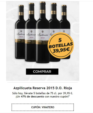 Vino Azpilicueta Reserva 2015 - D.O. Rioja,Caja de 5 Botellas 75 cl por39,95€