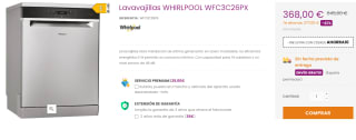 Lavavajillas WHIRLPOOL modelo WFC3C26PX por 358€