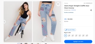 Jeans Mujer Straight Graffiti Azul Claro Corona por $12.990