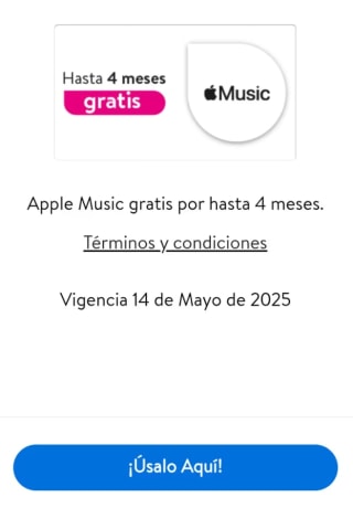 Apple Music: 4 Meses gratis | Walmart Beneficios