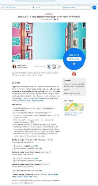 Lisboa 4 días Hotel.4* + Vuelos desde 179€ por persona.