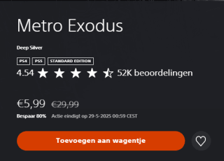 Metro Exodus voor €5,99 in de Playstation Store