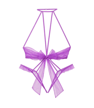 Mono corto Victoriassecret sin entrepierna con copas abiertas de malla con lazo por 11,86€