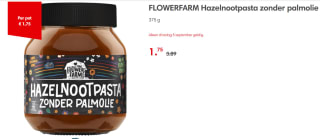 Flower Farm Hazelnootpasta zonder palmolie 375 g voor €1,75 bij de DekaMarkt