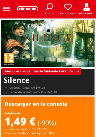 Silence Nintendo Switch por 1,49€.