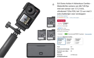 DJI Osmo Action 4 Adventure Combo voor €299 met Amazon prime