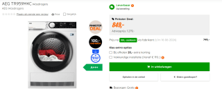 AEG TR959M4C EcoLine 9000 serie AbsoluteCare Plus® - Wasdroger voor €749 na cashback