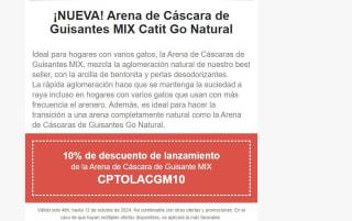 10% descuentoArena de Cáscara de Guisantes MIX Catit Go Natura