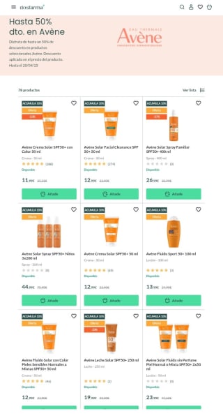 Hasta el -50% en Solares de Avene.