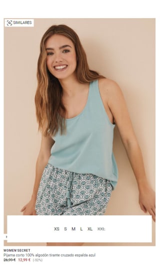 Recopilación pijamas cortos de mujer por 11,69€ desde Women's secret
