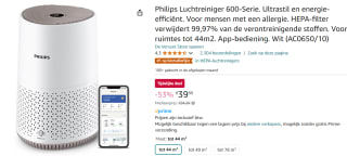 Philips 600i Series AC0650/10 - Luchtreiniger met HEPA Filter - 170 m³/u voor €39,99 bij Amazon