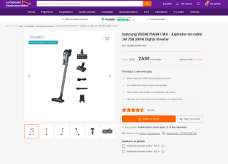 Aspirador Samsung VS20B75AGR1/WA sin cable Jet 75B 200W Digital Inverter por 263€