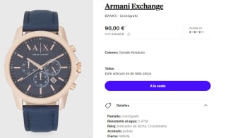 Reloj Cronografo de Hombre Armani Exchange BANKS por 90€