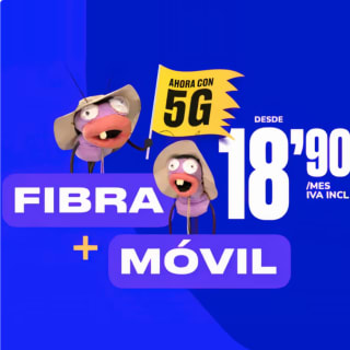 Fibra 600Mb simétrica + 10GB de datos 5G + llamadas ilimitadas por solo 18,90€
