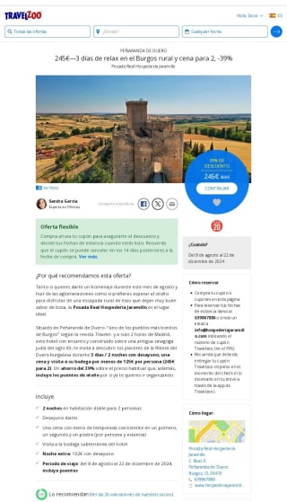 Burgos rural 3 dìas y cena para 2 por 245€.