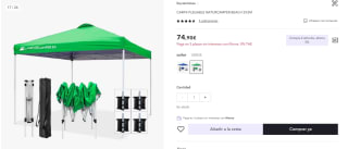 Natur Camper Carpa Plegable 3x3m por 74,90€ (cuenta nueva por 62,90€ APP)