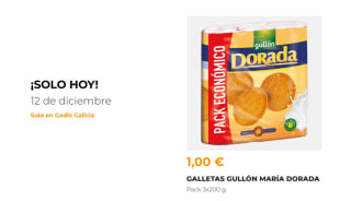 Galletas María dorada Gullón pack de 3 unidades de 200 gramos por 1€