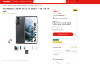 Smartphone Samsug Galaxy S21 5G 6.2'' 8 GB 128GB por 325,99€