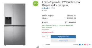 LG Refrigerador 27' Duplex con Dispensador por $22,999 en Costco