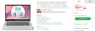 Ordinateur portable Lenovo IdeaPad Slim 3 Chromebook 14'' à 169,99€
