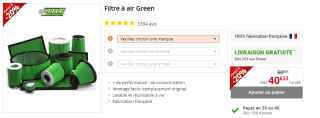 Filtre à air Green à 40,33€