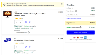 Gratis 10 euro cadeaubon bij aankopen van geselecteerde monitoren van Philips en AOC