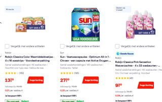 Tot 66% korting op Robijn & Sun bij Bol