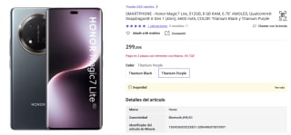 Honor Magic7 Lite de 8GB/512GB por 299€