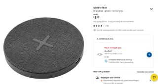 NORDMÄRKE Draadloze oplader, textiel/grijs voor €5,99 bij Ikea